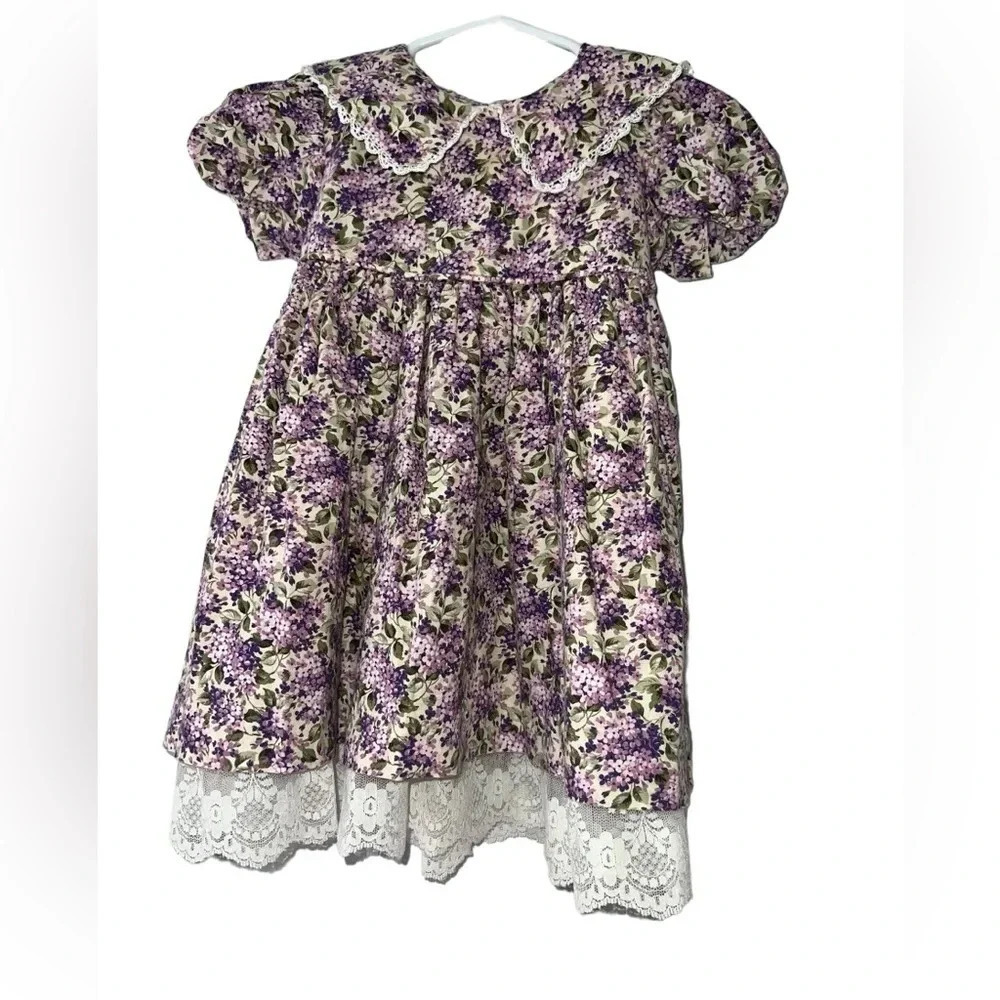 Rebecca Raggs toddler girls purple hydrangea lace dress sz 24m